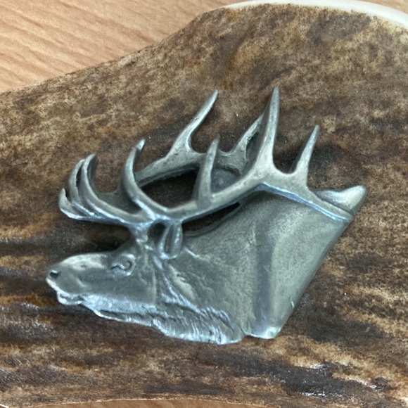 Silver stag elk horn belt buckle - Picture 2 of 6